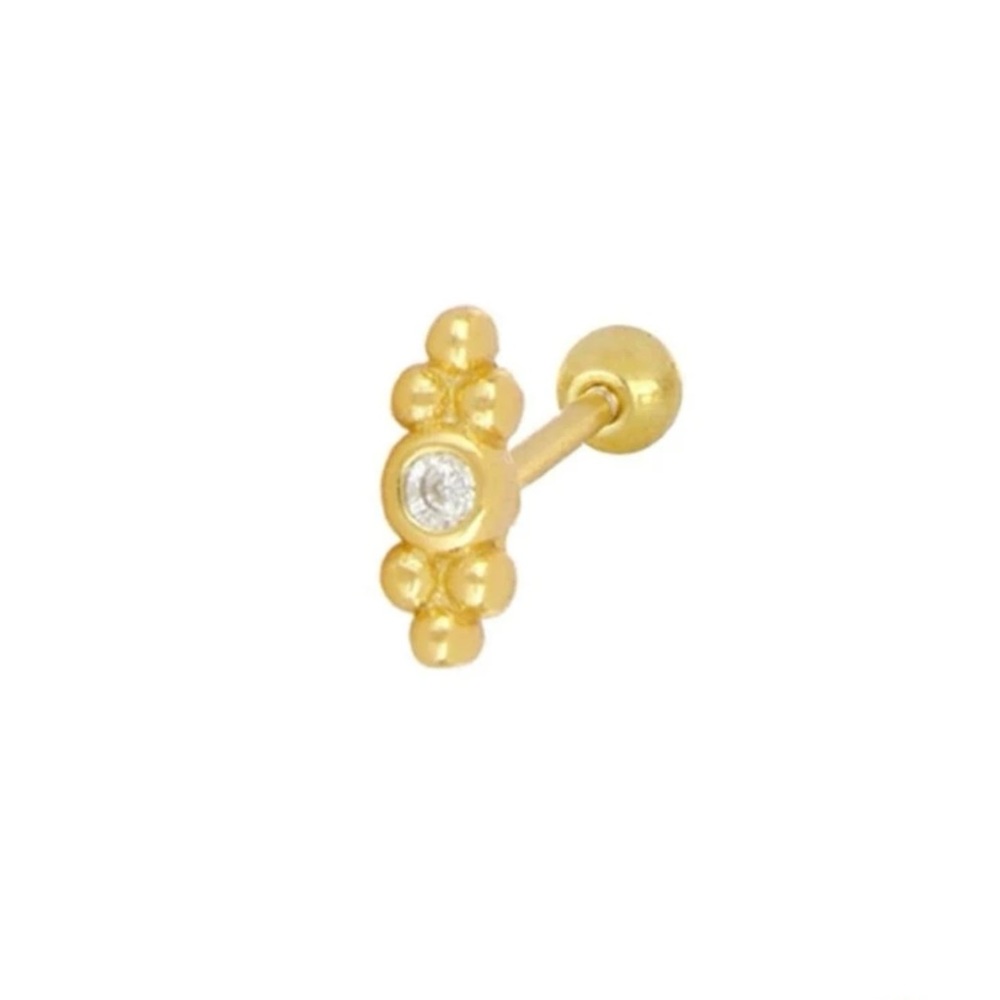 💎 Stylish Geometric Tragus Earring – Ornate Design, Flat Back for Comfort